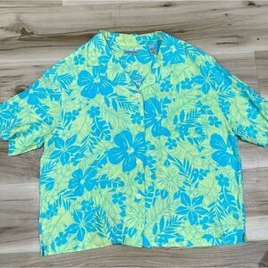 Marsh Landing Y2K 90’s Hawaiian Shirt Green Blue Men’s Medium